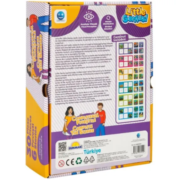 Joc de logică ”Completează poveștile”, (ro), galben-mov Joc de logică ”Completează poveștile”, (ro), galben-mov