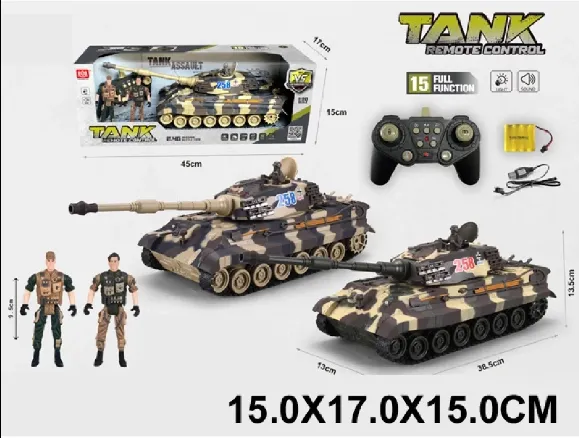 Радиоуправляемый танк со звуком и светом, с зарядным устройством