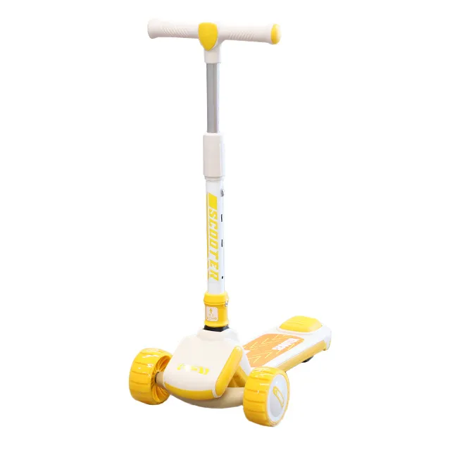 Самокат детский F080, бело/желтый