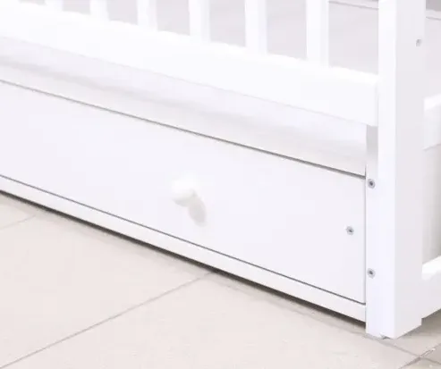 Pătuț Kuzya Sofia Alb cu sertar pe balansoar Pătuț Kuzya Sofia Alb cu sertar pe balansoar