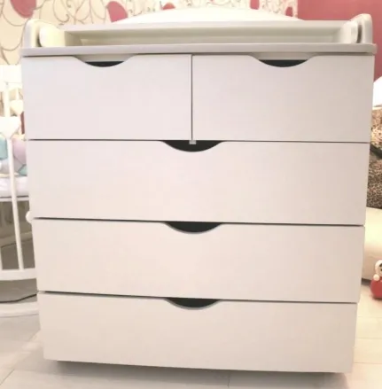 Комод-пеленальный столик PernaMea HappyBaby Pro (5 ящиков) 800 PAL White