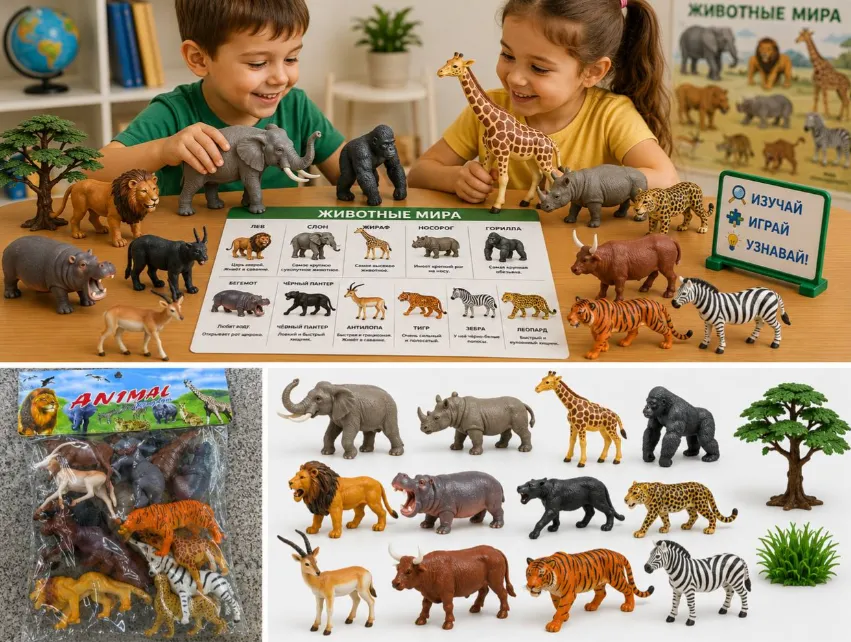 Set de figurine „Animale sălbatice din întreaga lume”