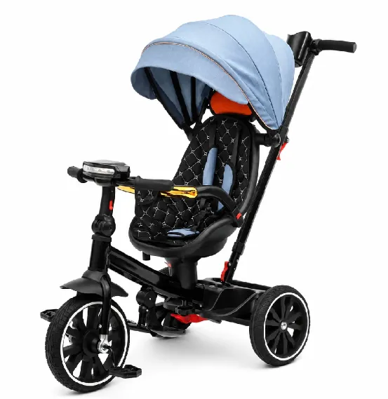 Tricicletă pentru copii cu muzică și scaun rotativ 360°, albastru (41237)
