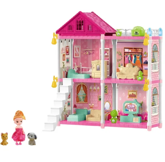 Căsuță pentru păpuși „Vila Mică” + accesorii, 98 elem. Căsuță pentru păpuși „Vila Mică” + accesorii, 98 elem.