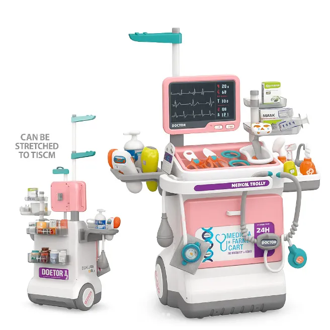 Набор доктора с мед. тележкой,, розовый, код 922055