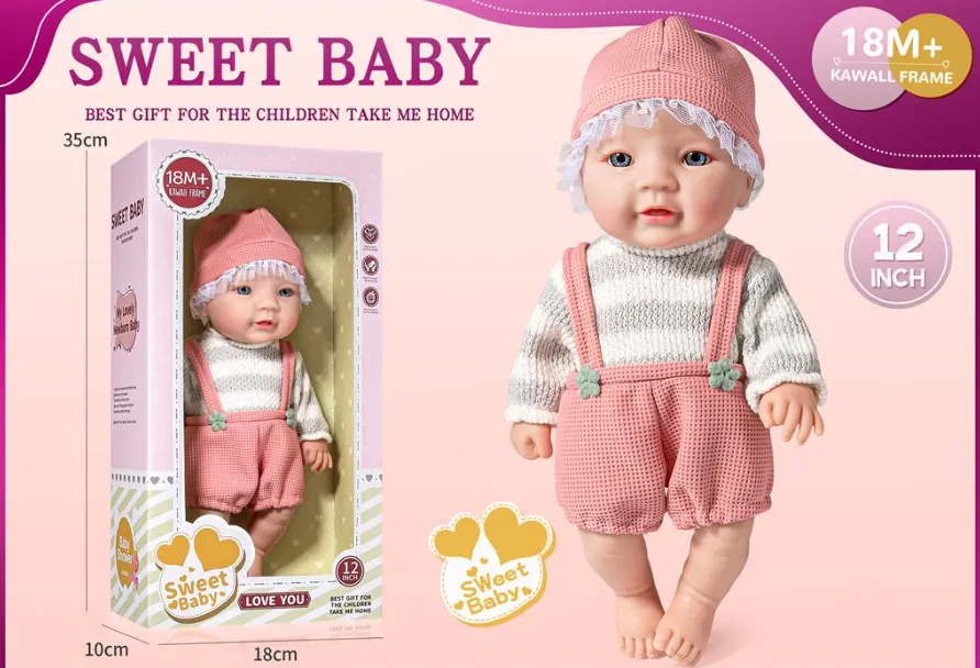 Кукла винил 30см в розовом 12-N1