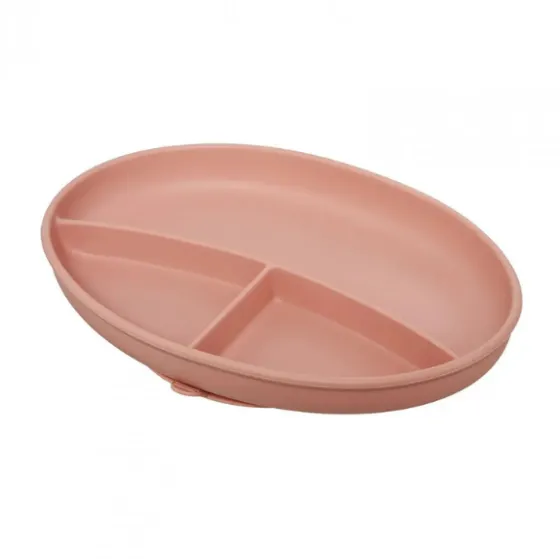 Set diversificare 5 piese din silicon: bavetă, bol, farfurie, linguriță și furculiță, roz Set diversificare 5 piese din silicon: bavetă, bol, farfurie, linguriță și furculiță, roz