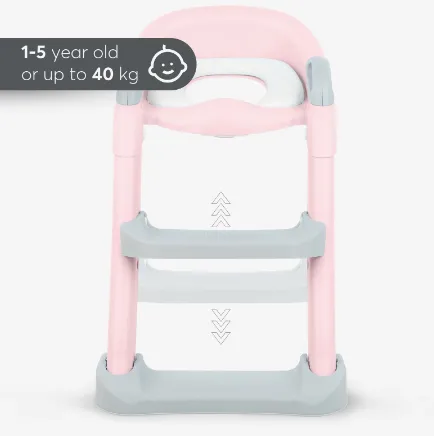Colac pentru WC copii cu scară Kikkaboo Lea Pink, 12 luni + Colac pentru WC copii cu scară Kikkaboo Lea Pink, 12 luni +