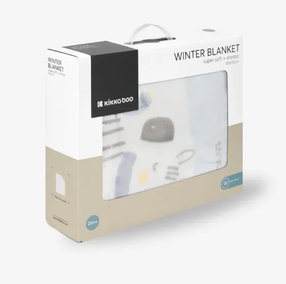 Păturică Kikkaboo Sherpa Stripy Friends Blue, 80x110 cm Păturică Kikkaboo Sherpa Stripy Friends Blue, 80x110 cm