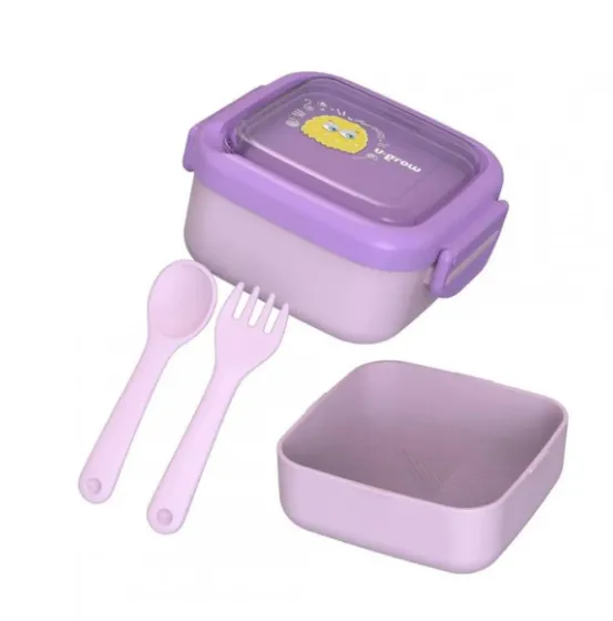 Caserolă 2 în 1 cu Linguriță și Furculiță, Mov, U-Grow Caserolă 2 în 1 cu Linguriță și Furculiță, Mov, U-Grow