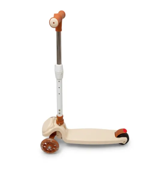 Trotinetă pentru copii cu 3 roți, pliabilă, cu roți luminoase, bej, cod 992612