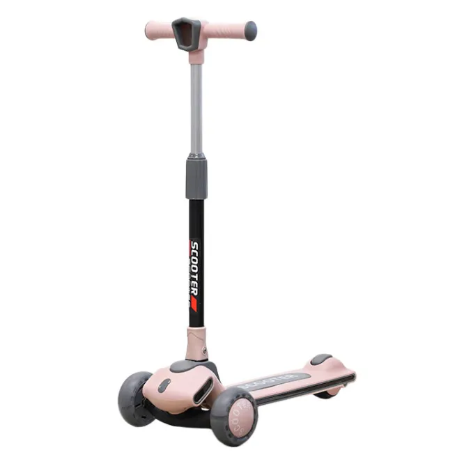 Детский самокат складной, c 3-мя колесами, розовый