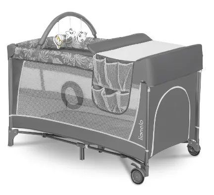 Pătuț pliabil 2 in 1 Lionelo Flower Grey Stone