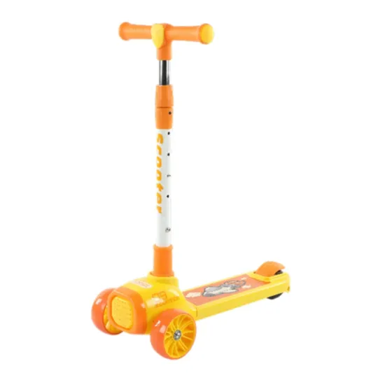 Trotinetă pentru copii cu 3 roți luminoase, platformă cu lumini și muzică, galben, RTM Scooter (88948)