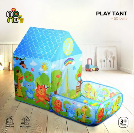 Cort pentru copii Moni Zoo 2 in 1 cu 50 bile Blue Cort pentru copii Moni Zoo 2 in 1 cu 50 bile Blue