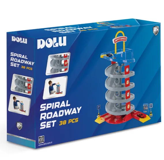 Set traseu pentru mașinuțe cu rampă spirală, Dolu (5227) Set traseu pentru mașinuțe cu rampă spirală, Dolu (5227)