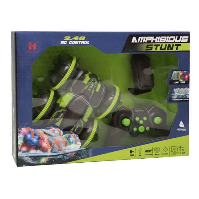 Mașină amfibie cu ceas telecomandă, verde, cod 822048
