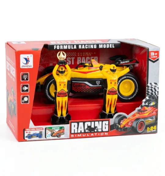 Машина инерционная, F1, с фигурками, желтая, код 10074b