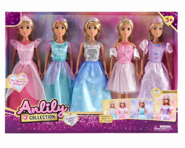 Set de 5 papusi Anlily, 30 cm, în rochii de seara, 636162