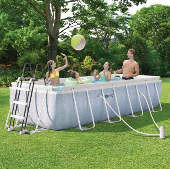 INTEX, CHEVRON PRISM FRAME RECTANGULAR POOL 400 x200 x 100 cm, 6836 L, cadru metalic, cu pompă de filtrare INTEX, CHEVRON PRISM FRAME RECTANGULAR POOL 400 x200 x 100 cm, 6836 L, cadru metalic, cu pompă de filtrare