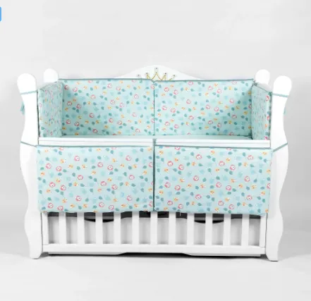 Apărătoare pătuț PM Baby Zoo Turcoaz (6 piese), 120x60 cm