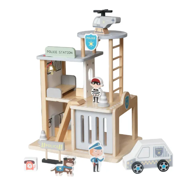 Sectie de politie din lemn cu accesorii W04B127