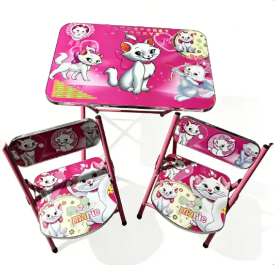 Set masă și 2 scaune pentru copii cu pisicuțe, 60×40 cm (967813)