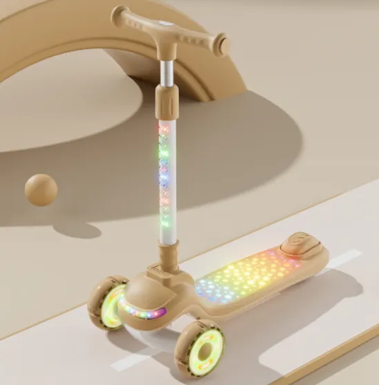 Trotinetă pentru copii cu 3 roți luminoase, platformă cu muzică și lumini, ghidon cu lumini, bej, RTM Scooter (40236) Trotinetă pentru copii cu 3 roți luminoase, platformă cu muzică și lumini, ghidon cu lumini, bej, RTM Scooter (40236)