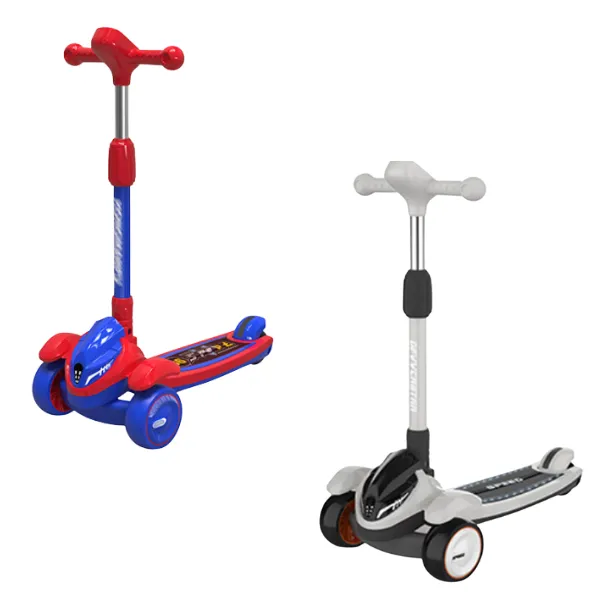 Складной самокат с регулируемой высотой и светящимися колесами, 2 цвета