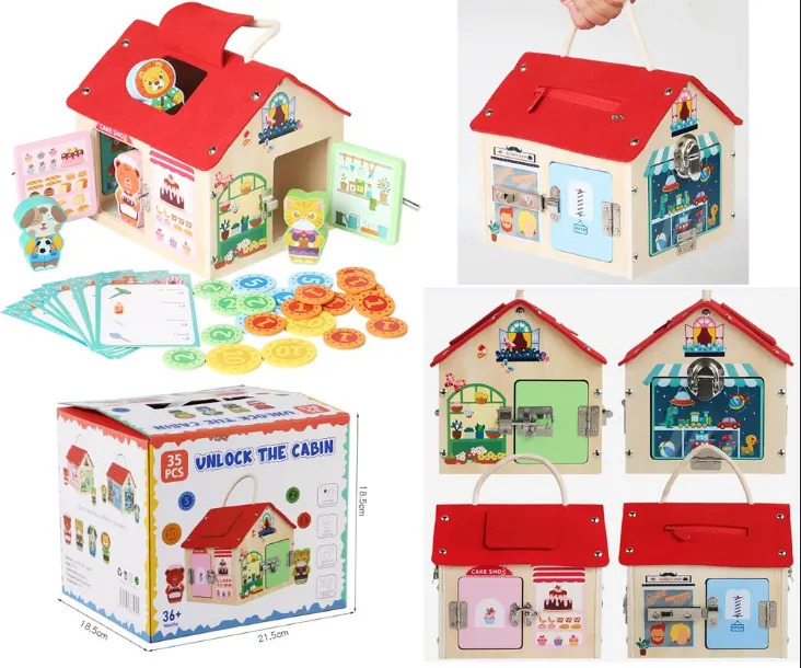 Деревянный домик с замками (развивающий), BLLN-5045