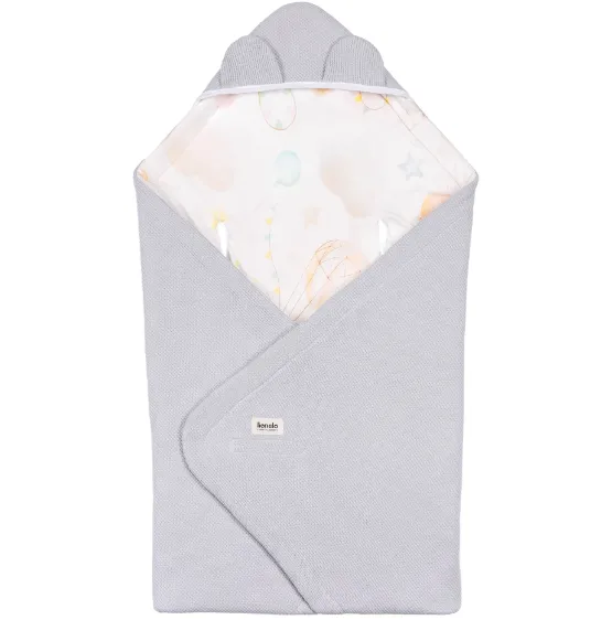 Păturica pentru scoica auto Lionelo Travel Grey Balloon, 90x90 cm