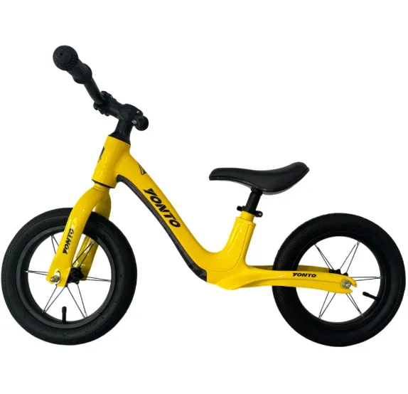 Bicicletă fără pedale pentru copii, 12′ cu lumini LED, galbenă (528065)