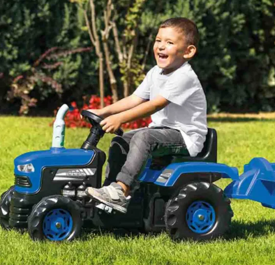 Tractor cu pedale și remorcă albastru, Dolu (8253) Tractor cu pedale și remorcă albastru, Dolu (8253)