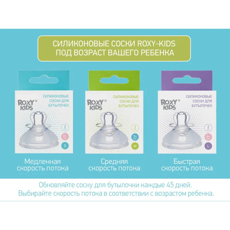 Tetine din silicon Roxy Kids cu flux mediu 3+, (2 buc.) (RBTL-002-M) Tetine din silicon Roxy Kids cu flux mediu 3+, (2 buc.) (RBTL-002-M)