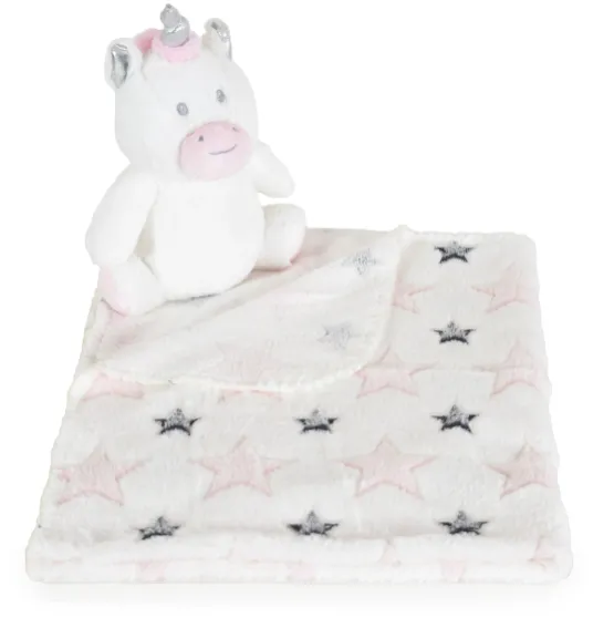 Păturică cu jucărie Moni Unicorn Stars White, 90x75 cm Păturică cu jucărie Moni Unicorn Stars White, 90x75 cm