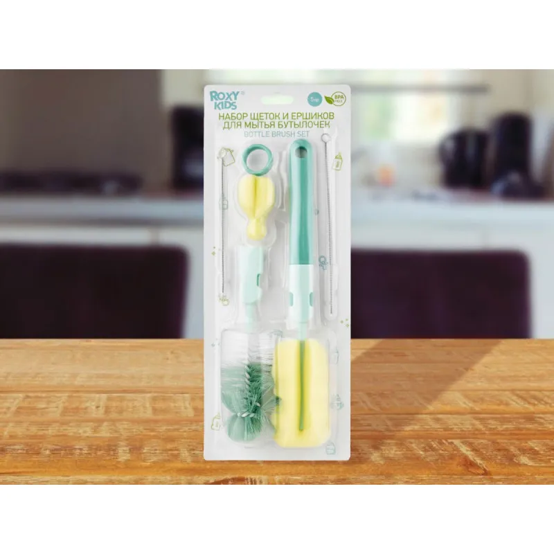 Set perii pentru sticlute Roxy Kids, Albastru (5 buc.) (RFD-007) Set perii pentru sticlute Roxy Kids, Albastru (5 buc.) (RFD-007)