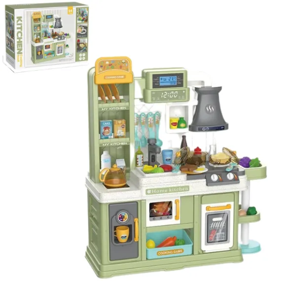Set de joacă pentru copii „Micul chef” – bucătărie interactivă cu accesorii pentru gătit, 64 elem.