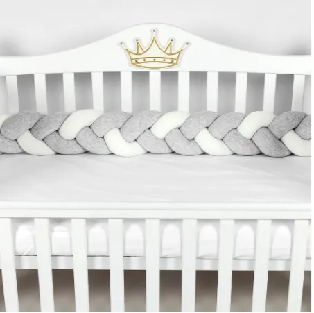 Apărătoare pătuț PM Cosiță Gri (1 piesă), 120x15 cm