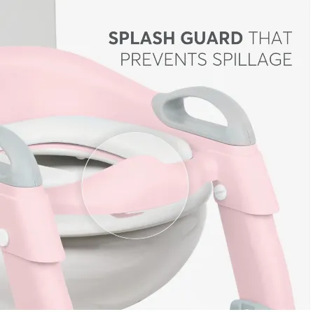 Colac pentru WC copii cu scară Kikkaboo Lea Pink, 12 luni + Colac pentru WC copii cu scară Kikkaboo Lea Pink, 12 luni +