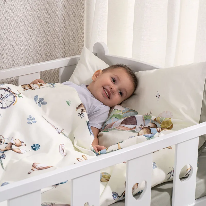 Lenjerie de pat pentru copii Perina Friends (FD3-01.1) Gri-oliva Lenjerie de pat pentru copii Perina Friends (FD3-01.1) Gri-oliva