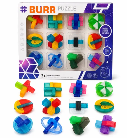Set puzzle-uri, 12 buc., Burr Puzzle, cod 10157a