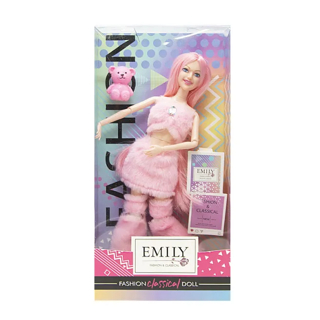 Кукла Emily 30 см, с медведем, в розовом, код 672033