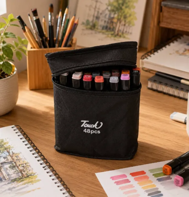 Set de markere pe bază de alcool Touch Twin (48 de culori) în etui textil