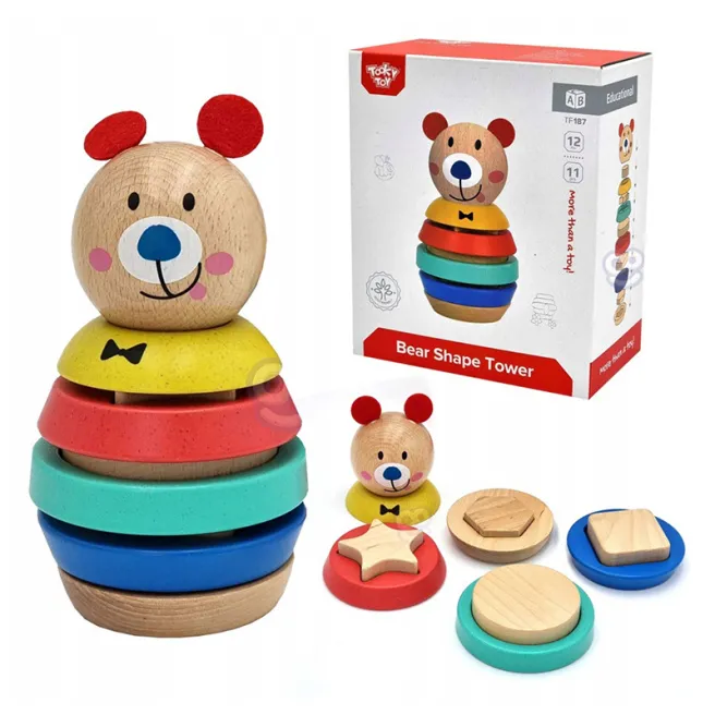 Piramidă-Sorter din lemn Ursuleț, cod 57245