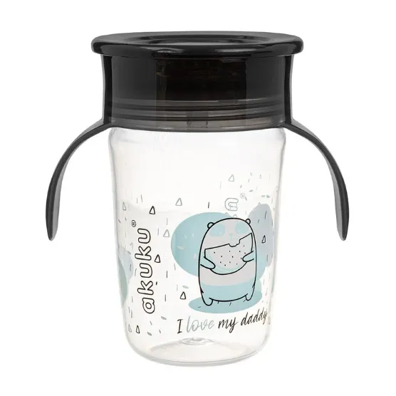 Cană anti-varsare Akuku Panda Black (9 luni +), 240 ml Cană anti-varsare Akuku Panda Black (9 luni +), 240 ml