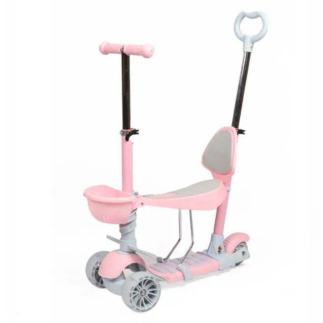 Самокат детский 5в1 (подножка), розовый