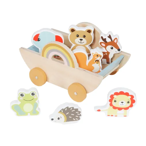 Carucior din lemn cu animale, W04A698