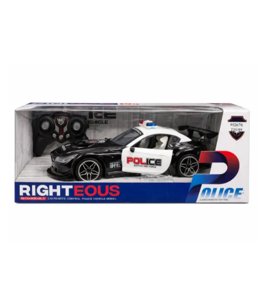Mașină BMW Police cu telecomandă, cu lumini, cu acumulator, neagră, cod 952670