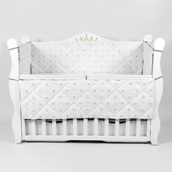 Apărătoare pătuț PM Coroniță Roz (6 piese), 120x60 cm