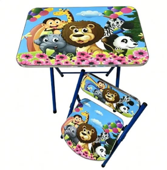 Set masă și scaun pentru copii cu animale, 60×40 cm (64798)